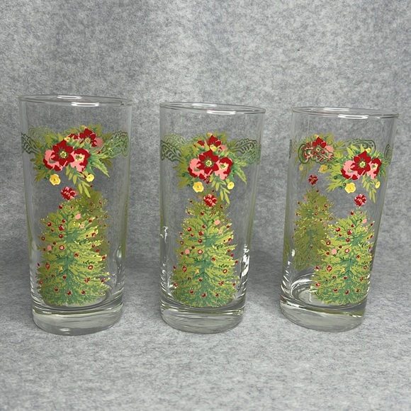 Pioneer Woman Holiday Cheer 16 Ounce Cooler Glasses Set of 3 Christmas Tree NWT - Picture 3 of 10
